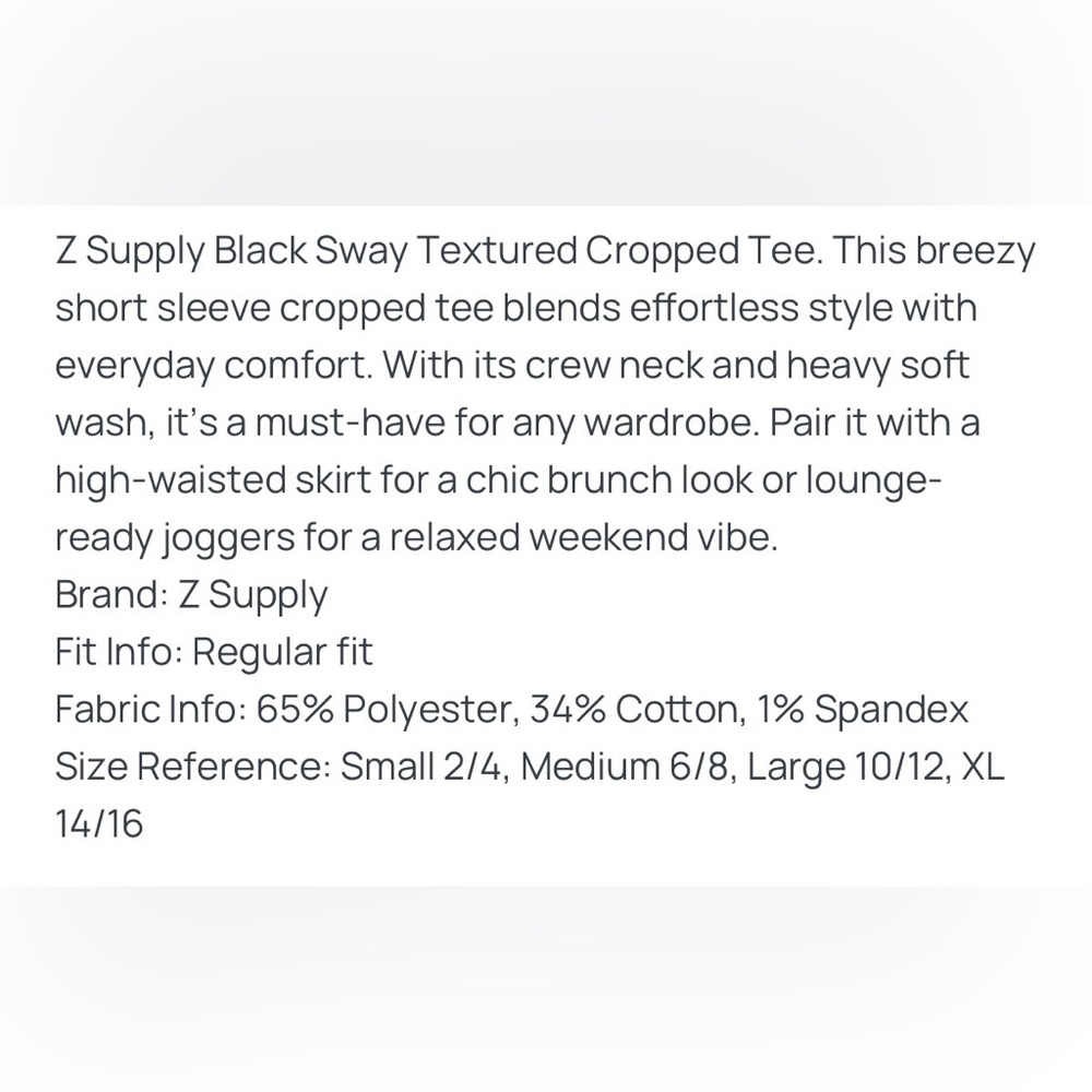 Z Supply sway textured crop tee in size large - Picture 6 of 6